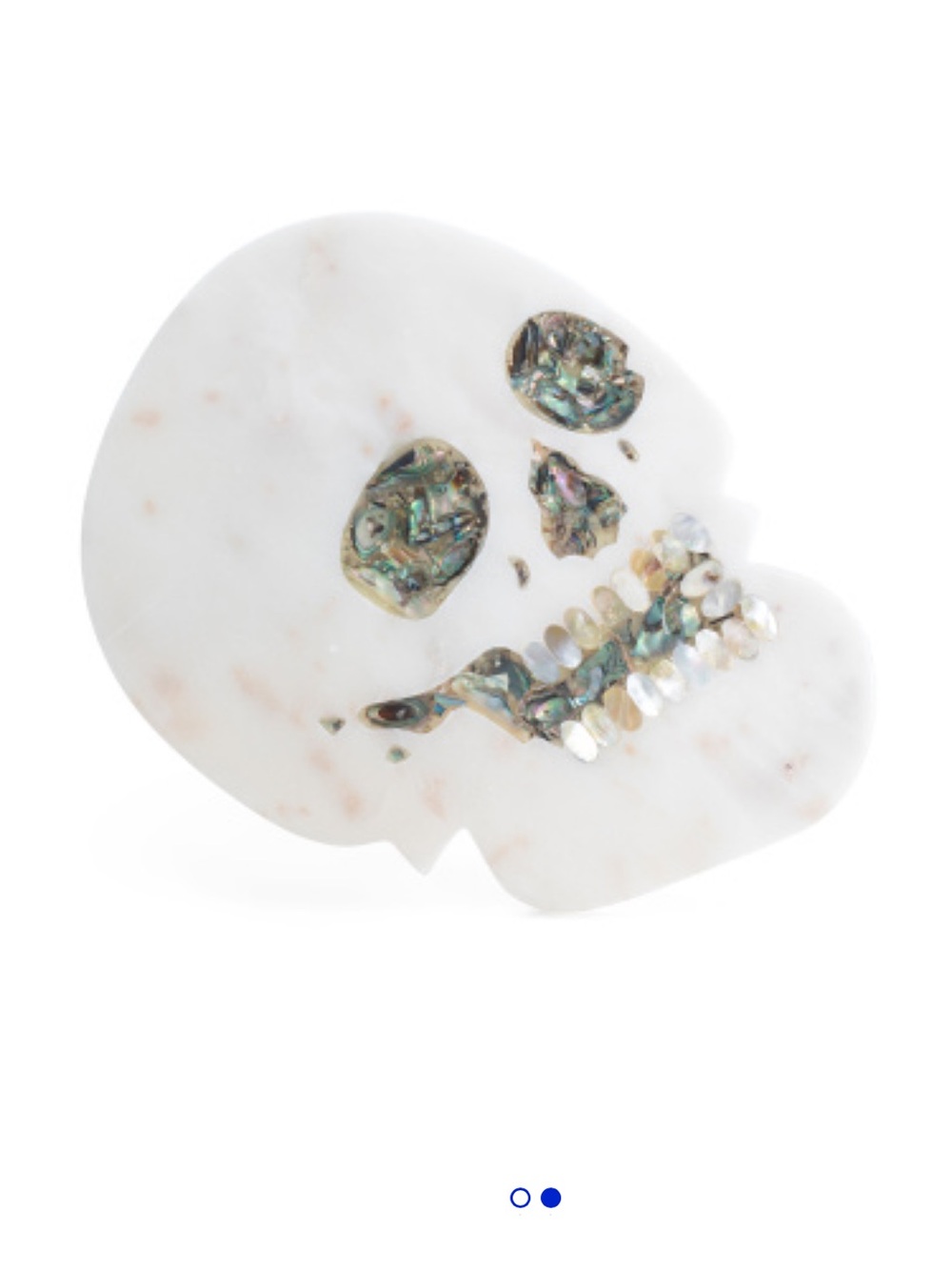 White Marble Skull Cheese Board Dish with Abalone Inlay